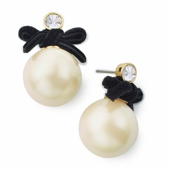 kate spade Jewelry - Kate Spade ♠️NWT Big Pearl Black Bow Drop Earrings